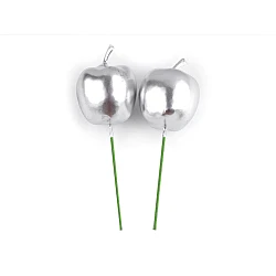 Artificial apples on a metallic wire - Silver (2 Pieces)