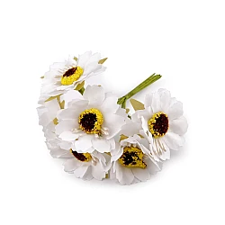 Artificial flower on wire - White (6 Pieces)