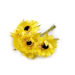 Artificial flower on wire - Yellow (6 Pieces)