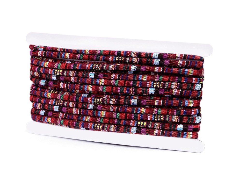 Round Cord / Rope Indian motif (sold by the meter) - red Round Cord / Rope Indian motif (sold by the meter) - red