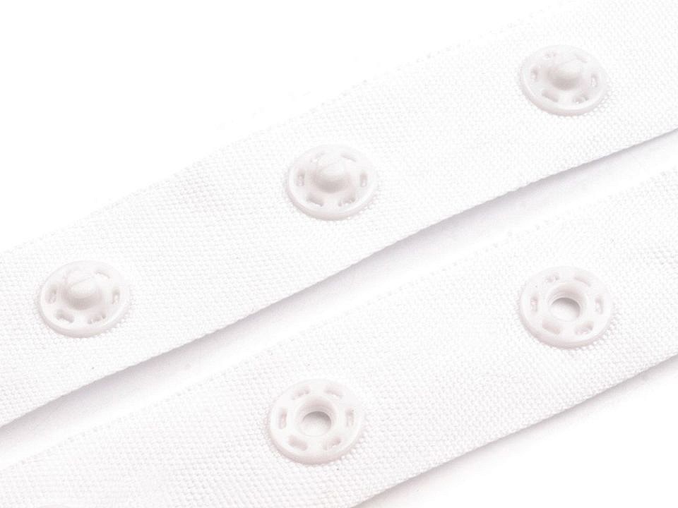 Snap Tape for fastening bodysuits, width 18mm - White Snap Tape for fastening bodysuits, width 18mm - White