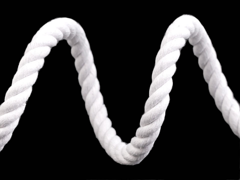 Cotton Twisted Cord / Rope Ø10 mm firm (sold by the meter) - white Cotton Twisted Cord / Rope Ø10 mm firm (sold by the meter) - white