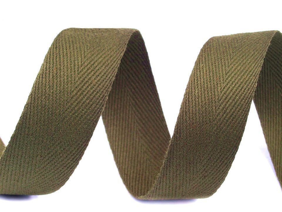 Bandă din bumbac Herringbone, lățime 20 mm (rola 50 m) - verde oliv Bandă din bumbac Herringbone, lățime 20 mm (rola 50 m) - verde oliv
