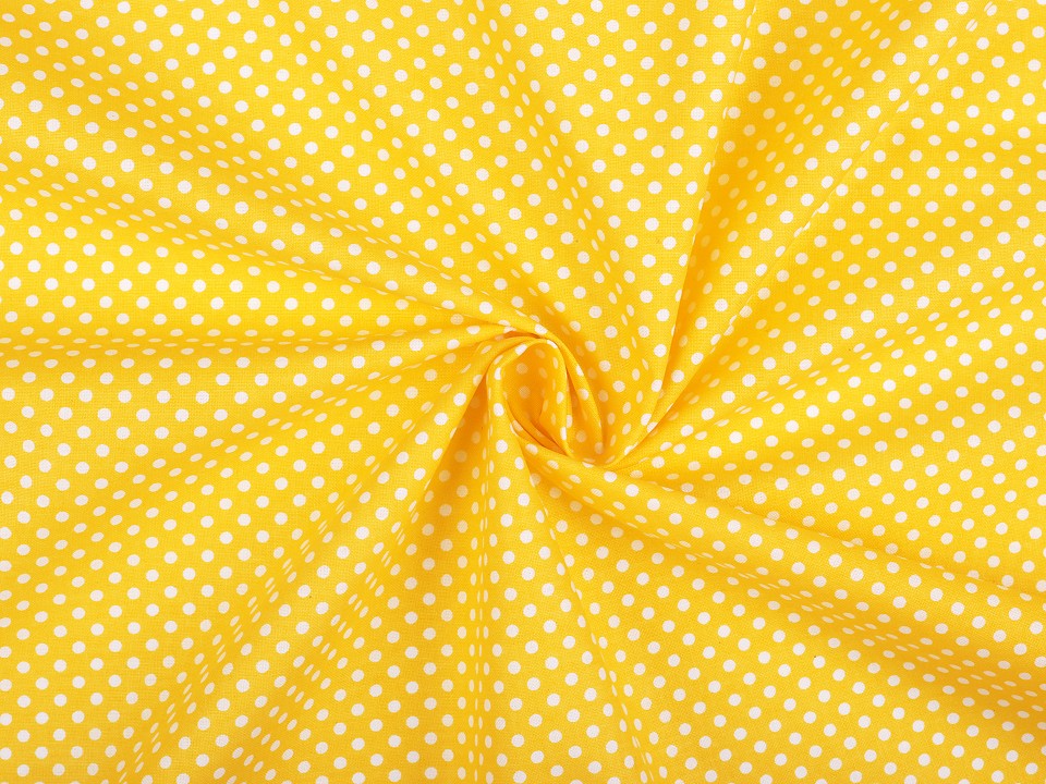 Bumbac cu buline, la metru - galben Bumbac cu buline, la metru - galben