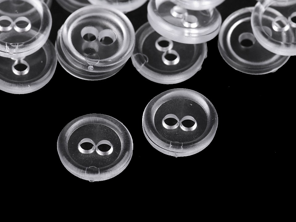 Plastic 2-hole Shirt Buttons size 18, Transparent, 100 pc. Plastic 2-hole Shirt Buttons size 18, Transparent, 100 pc.
