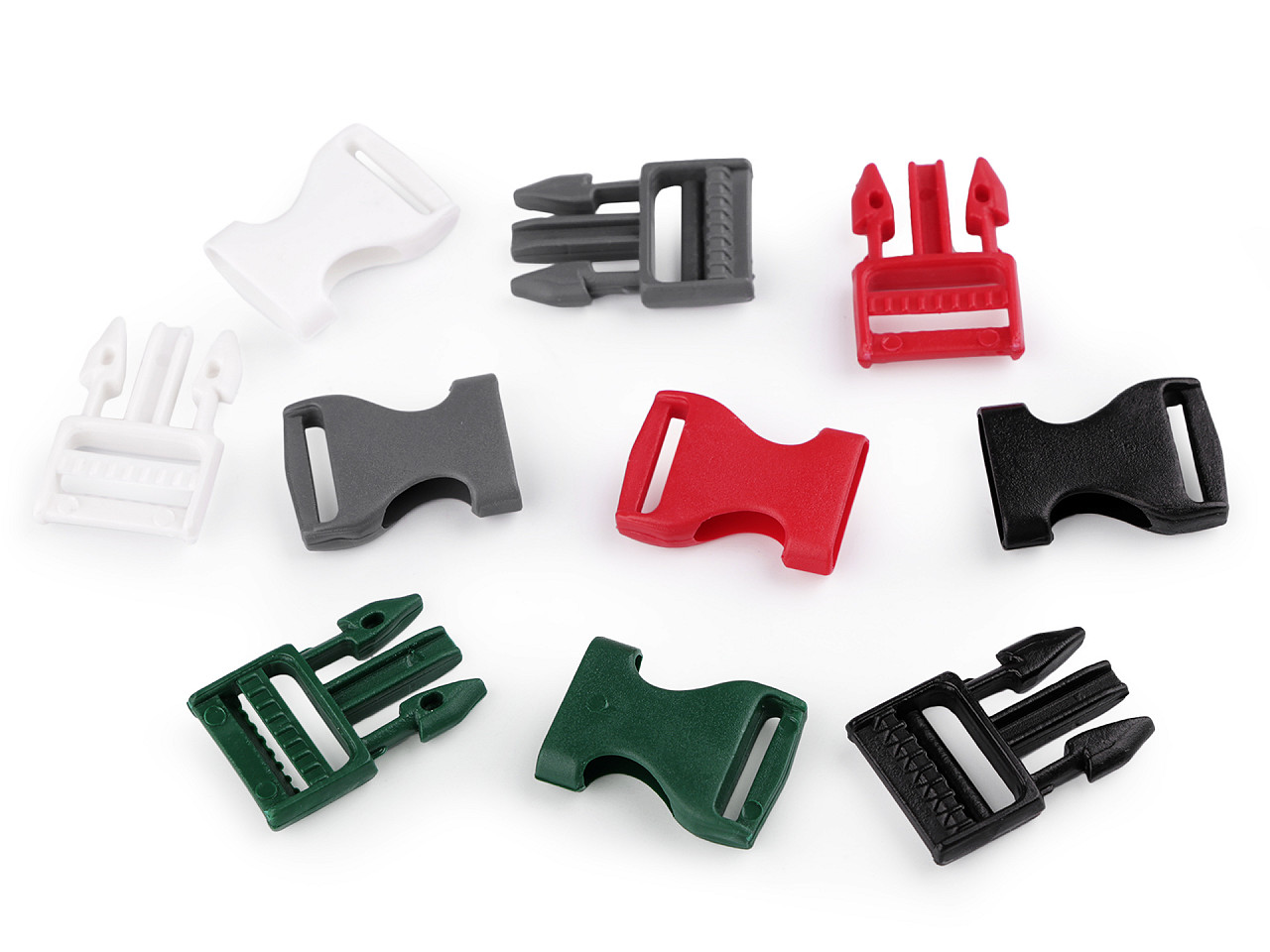 Side release buckle with strap adjuster width 20 mm - White (5 Pairs)