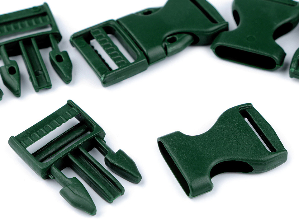 Side release buckle with strap adjuster width 20 mm - White (5 Pairs)