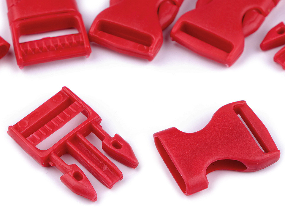 Side release buckle with strap adjuster width 20 mm - White (5 Pairs)