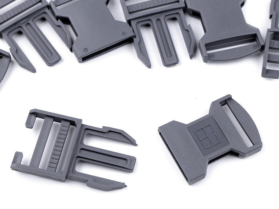 Side release buckle with strap adjuster bb, inner width 30mm - Black (5 Pairs)