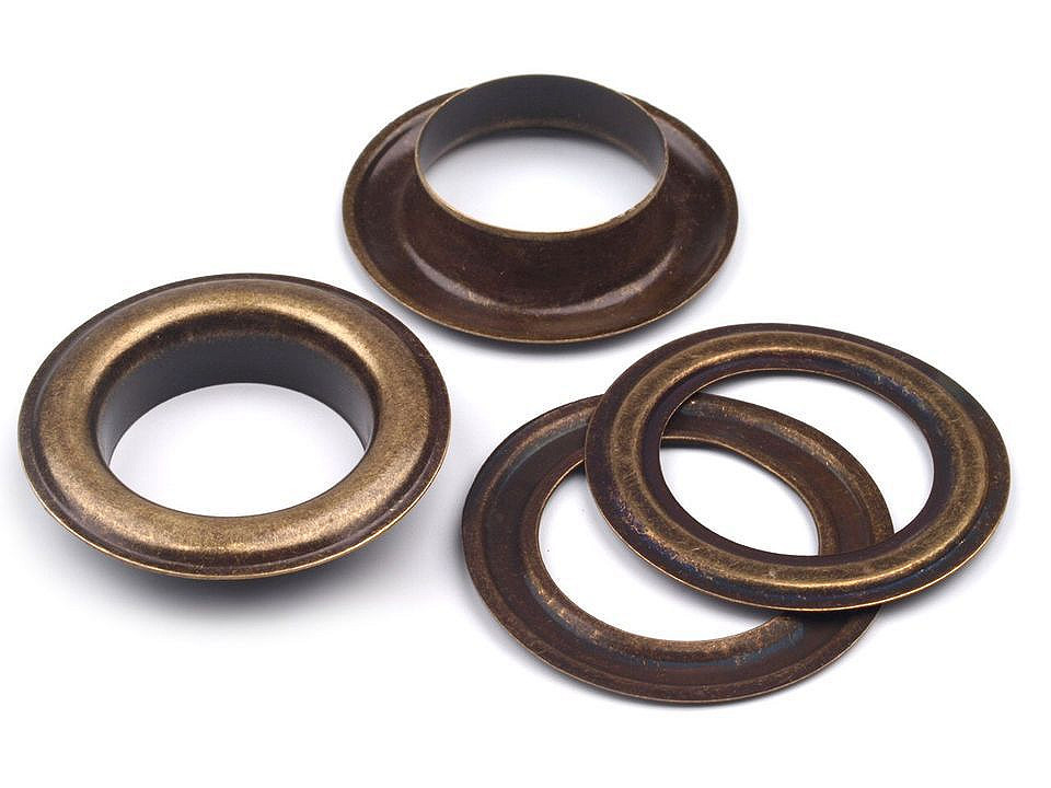 Metal grommet / eyelet, inside ø22 mm / outside ø34 mm - Black nickel (100 Pairs)