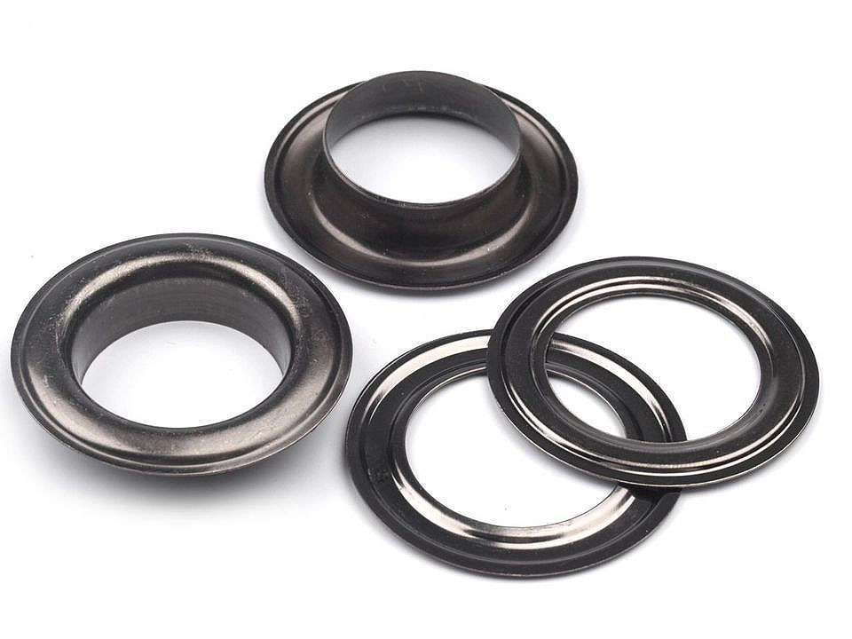 Metal grommet / eyelet, inside ø22 mm / outside ø34 mm - Black nickel (100 Pairs)