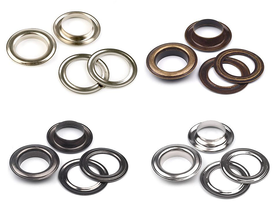 Metal grommet / eyelet, inside ø22 mm / outside ø34 mm - Black nickel (100 Pairs)