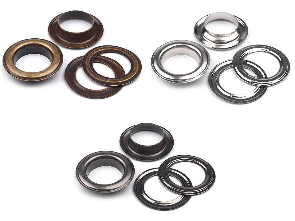 Metal grommet / eyelet, inside ø22 mm / outside ø34 mm - Black nickel (100 Pairs)