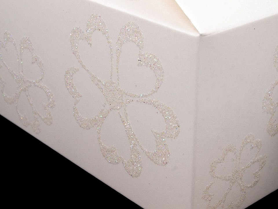 Paper box with ribbon and glitters - As pictured (5 Pieces)