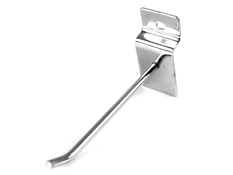 Metal display hook for grid wall/slat wall hook length 9 cm - Nickel (5 Pieces)