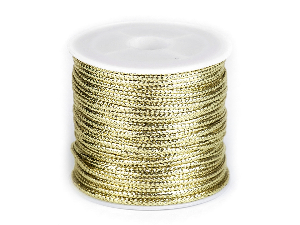 Christmas flat hollow cord with lurex width 2 mm - Gold lt. (1 Piece)