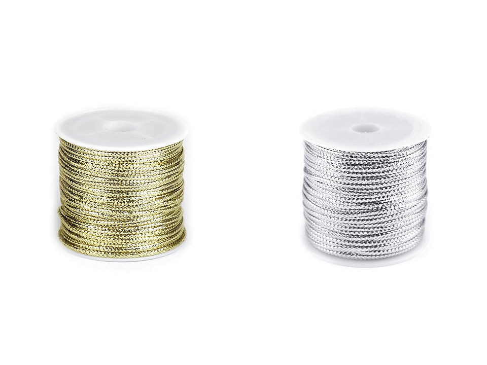 Christmas flat hollow cord with lurex width 2 mm - Gold lt. (1 Piece)
