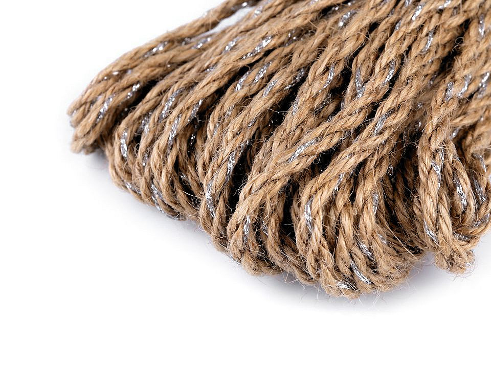 Braided jute string with lurex ø5 mm - Burlap (20 Meters)