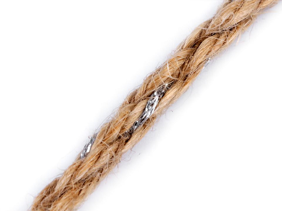 Braided jute string with lurex ø5 mm - Burlap (20 Meters)
