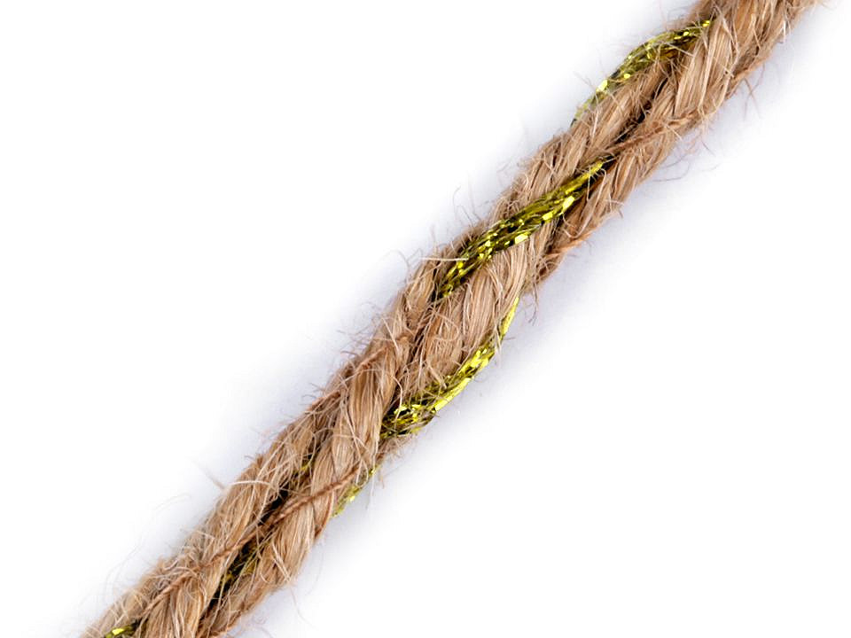 Braided jute string with lurex ø5 mm - Burlap (20 Meters)