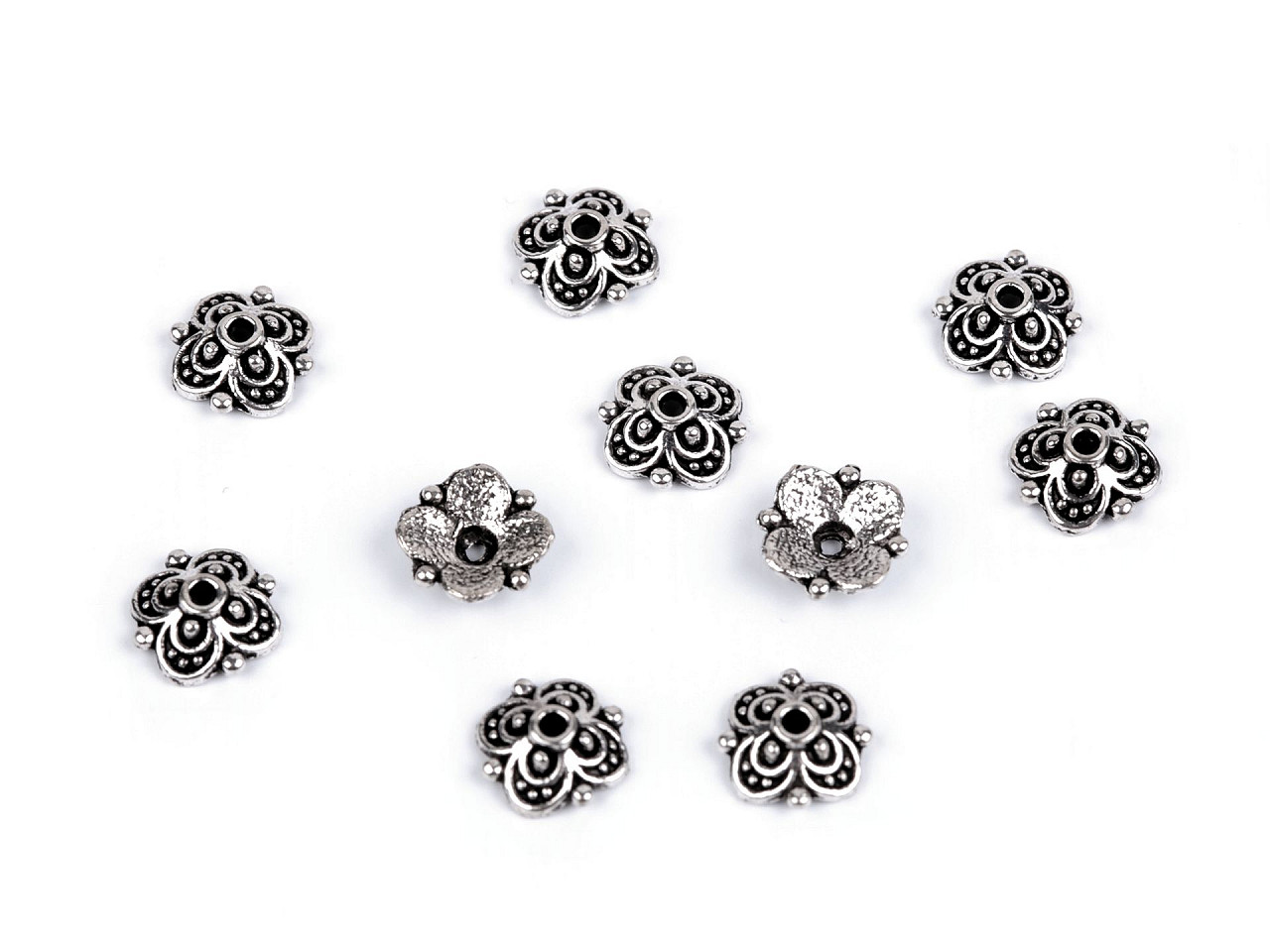 Bead cap ø10 mm flower - Platinum (10 Pieces)