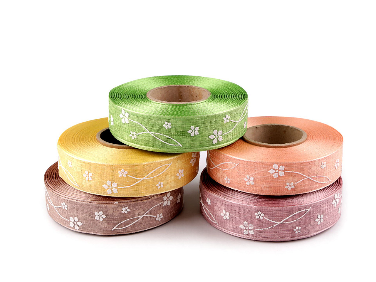 Ribbon with flowers, width 25 mm - Yellow (20 Meters)