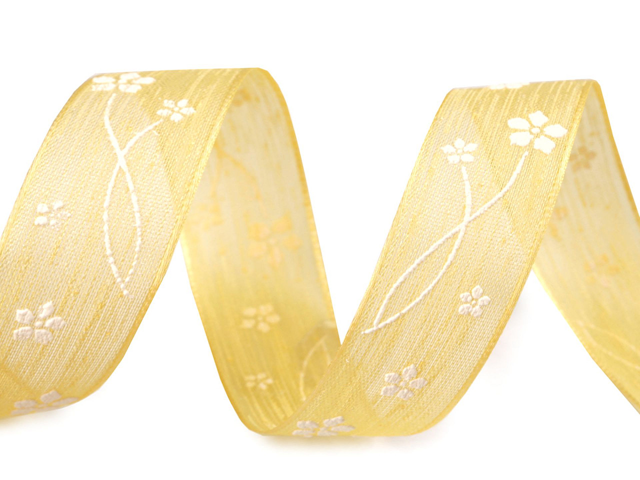 Ribbon with flowers, width 25 mm - Yellow (20 Meters)