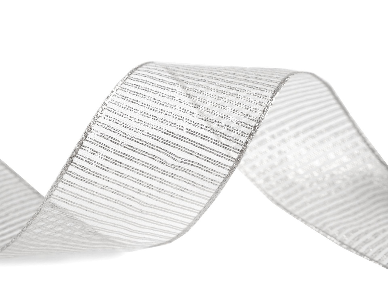 Ribbon with lurex and wire width 40 mm - Gold lt. (25 Meters)