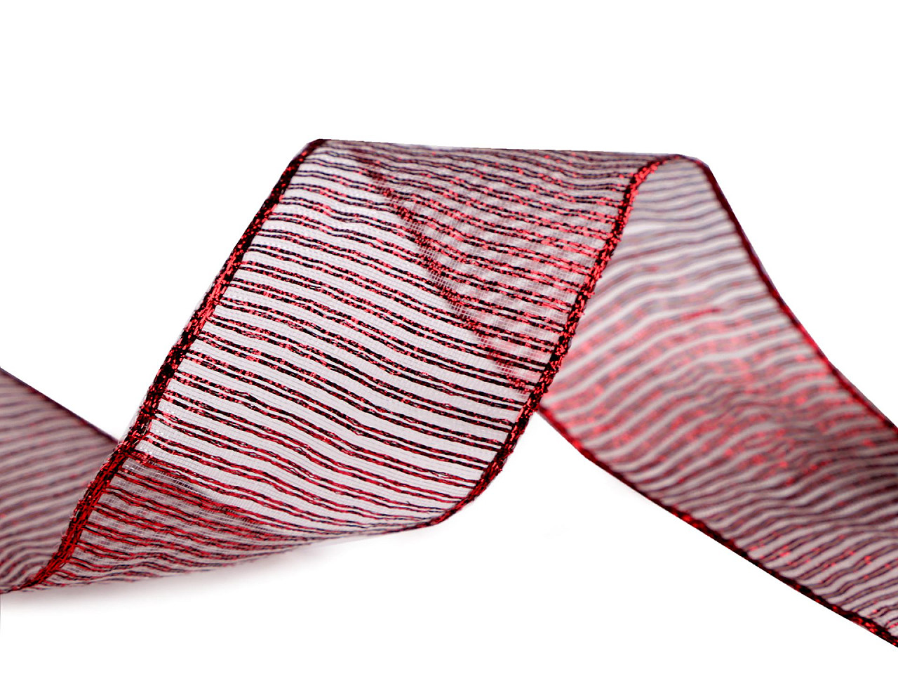 Ribbon with lurex and wire width 40 mm - Gold lt. (25 Meters)