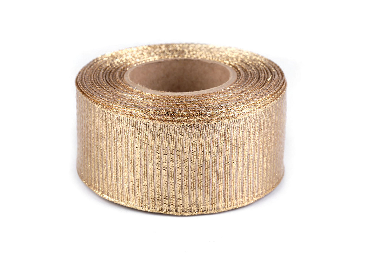 Ribbon with lurex and wire width 40 mm - Gold lt. (25 Meters)