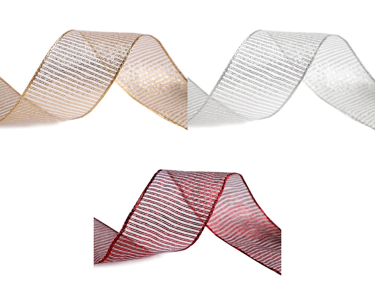 Ribbon with lurex and wire width 40 mm - Gold lt. (25 Meters)