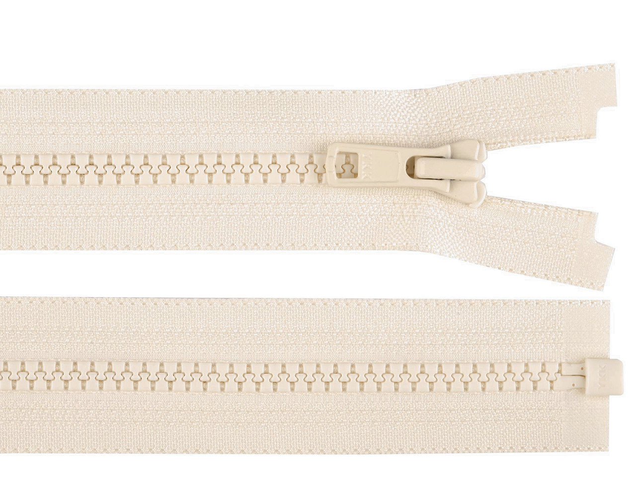 Plastic zipper ykk no 5,  length 60 cm, jacket - Cream (1 Piece)