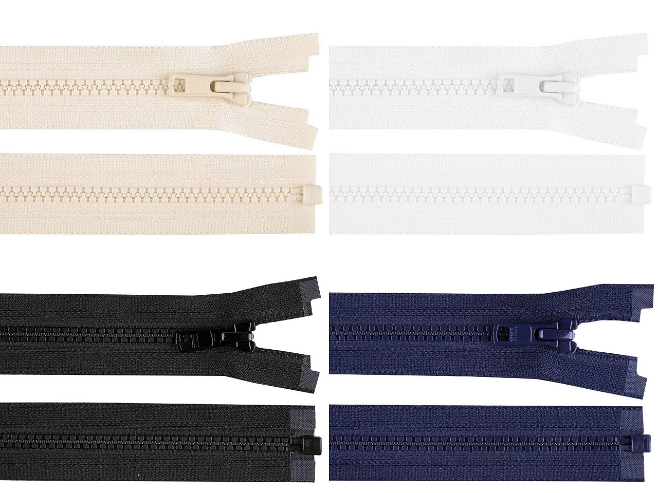 Plastic zipper ykk no 5,  length 60 cm, jacket - Cream (1 Piece)