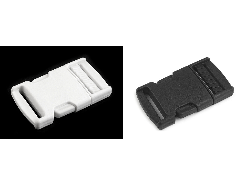 Plastic side release buckle with strap adjuster width 25 mm - White milk (100 Pairs)