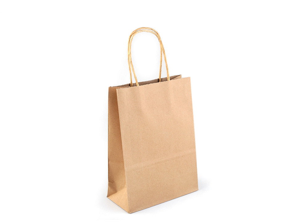 Paper gift bag 16x22 cm - Natural brown (12 Pieces)