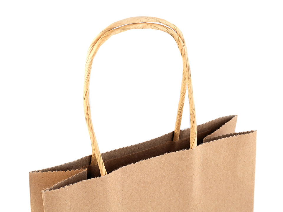 Paper gift bag 16x22 cm - Natural brown (12 Pieces)