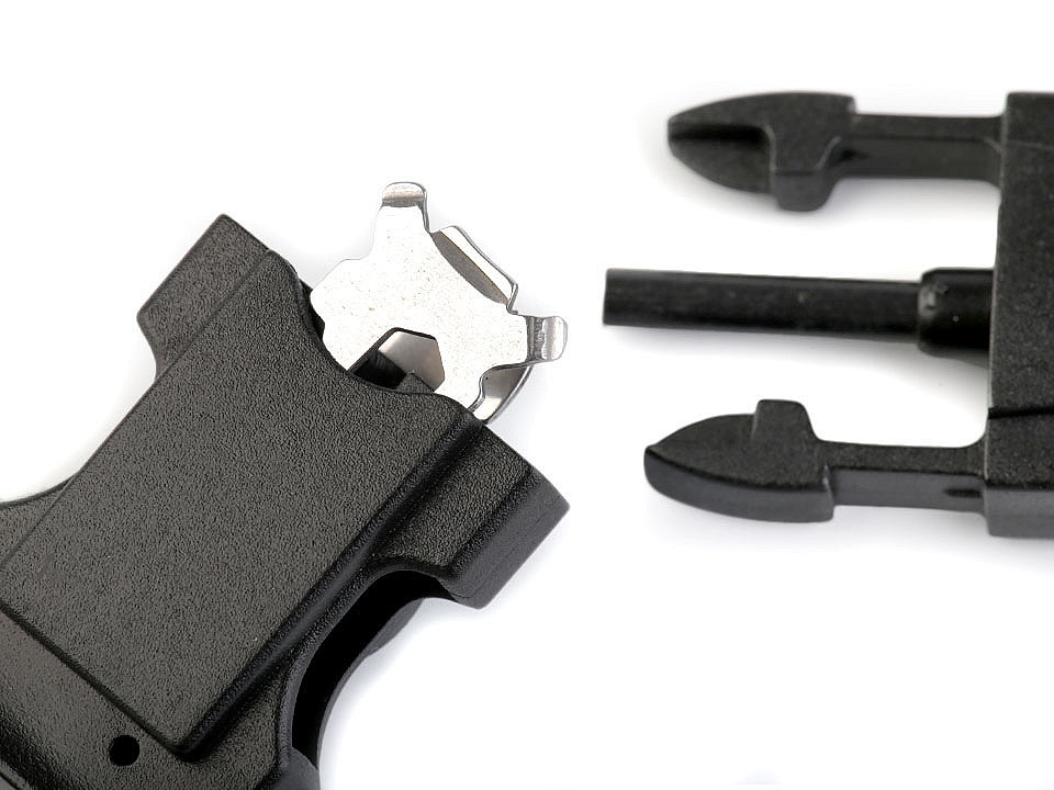 Side release buckle with whistle and compass width 20 mm - Black (1 Piece)