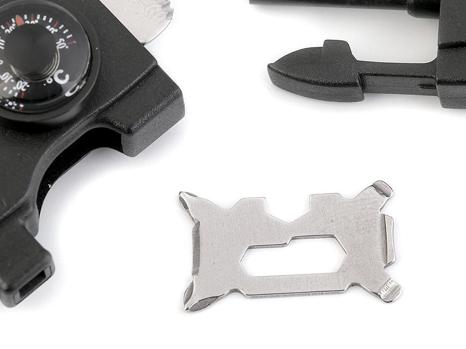 Side release buckle with whistle and compass width 20 mm - Black (1 Piece)