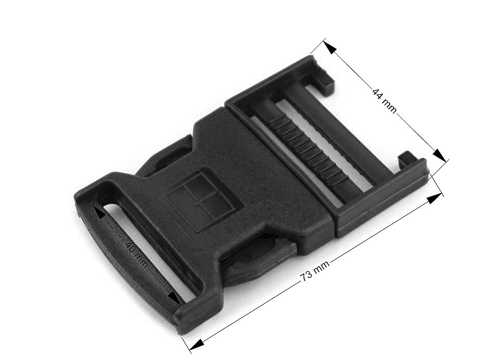 Side release buckle width 40 mm - Black (5 Pairs)