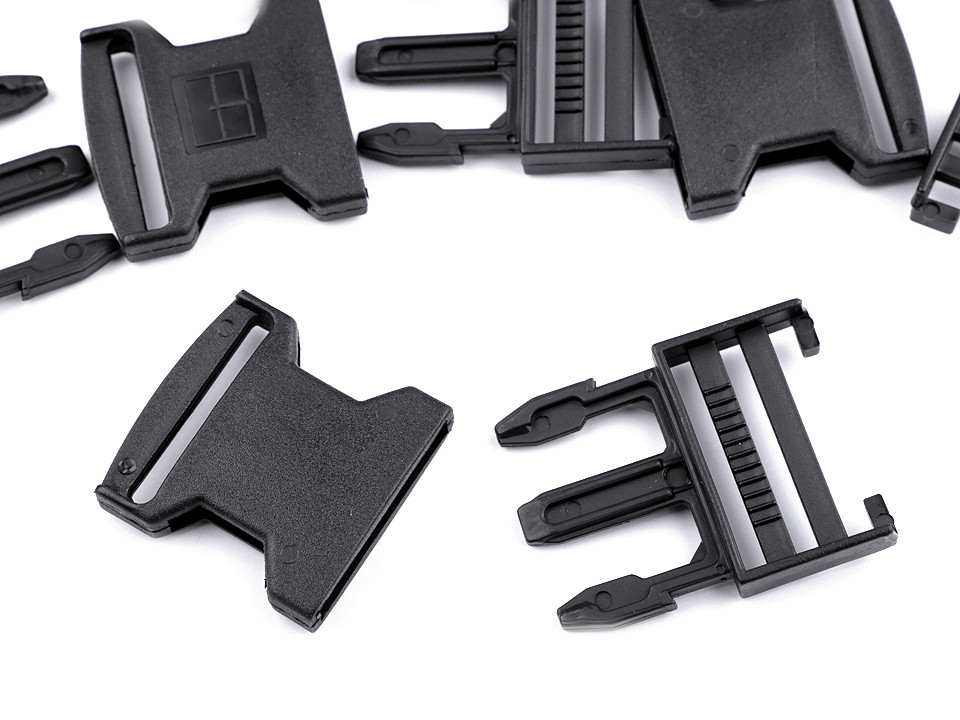 Side release buckle width 40 mm - Black (5 Pairs)