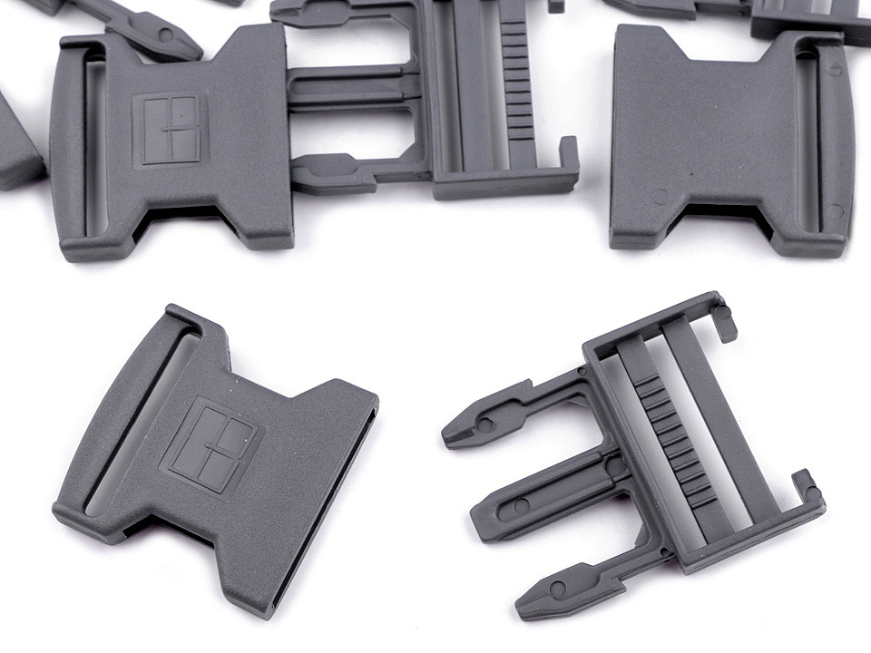 Side release buckle width 40 mm - Black (5 Pairs)