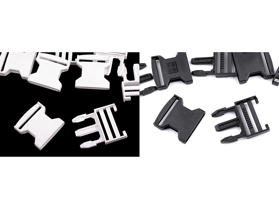 Side release buckle width 40 mm - Black (5 Pairs)