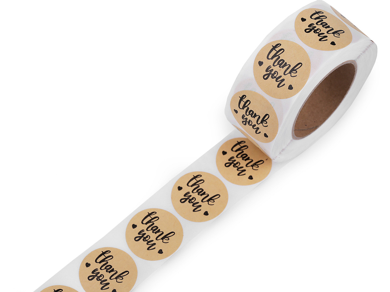 Handmade with love stickers,thank you round gift tag stickers ø25 mm - Natural brown (1 Roll)