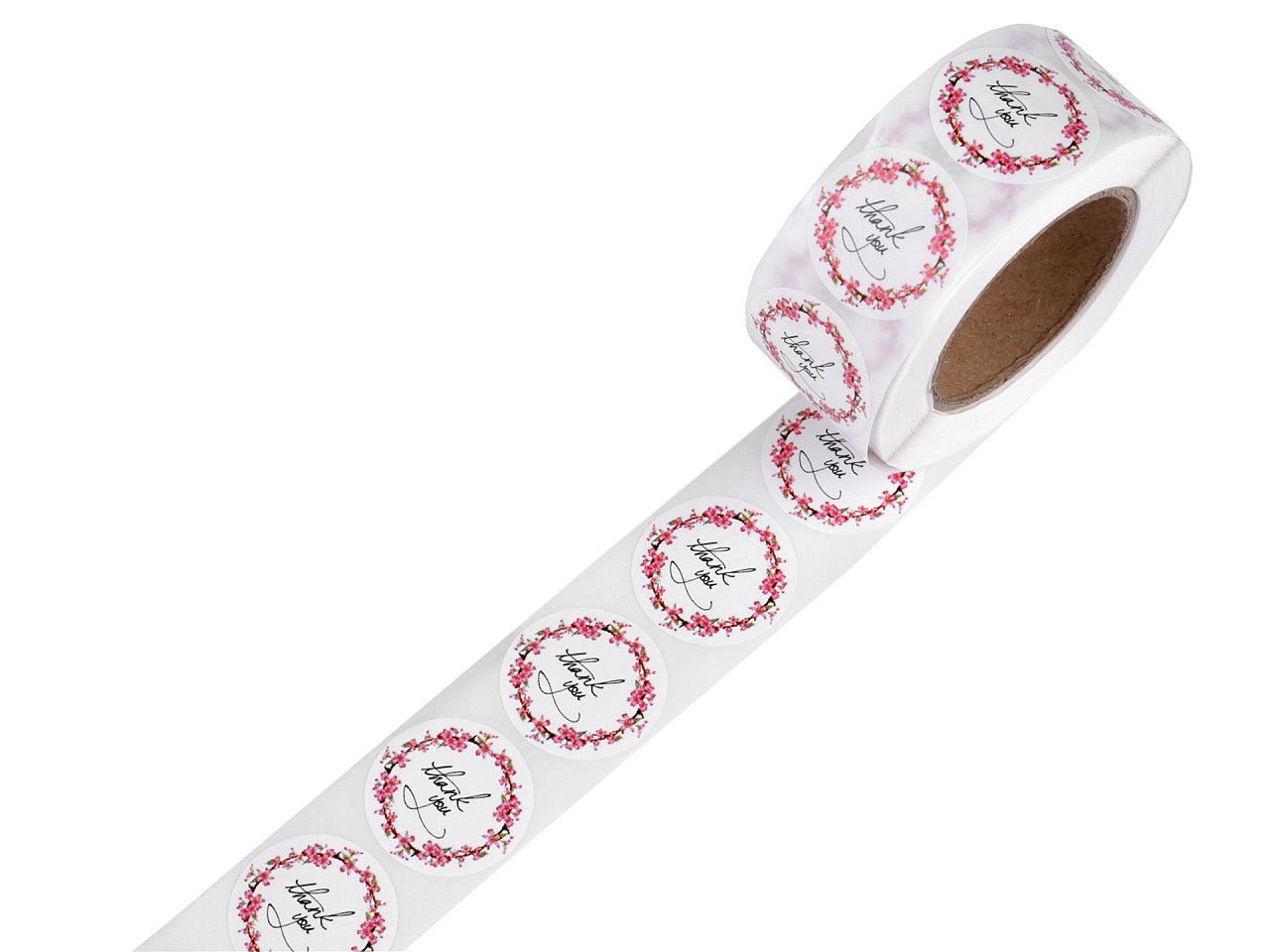 Handmade with love stickers,thank you round gift tag stickers ø25 mm - Natural brown (1 Roll)