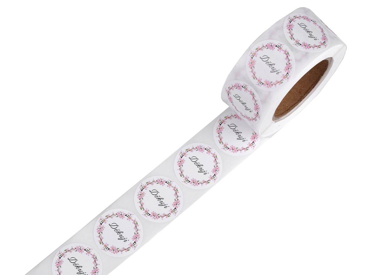 Handmade with love stickers,thank you round gift tag stickers ø25 mm - Natural brown (1 Roll)