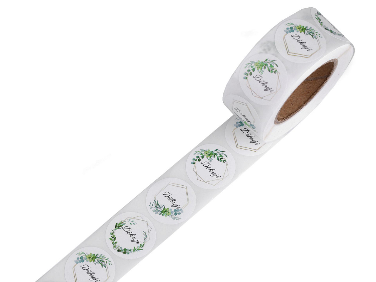 Handmade with love stickers,thank you round gift tag stickers ø25 mm - Natural brown (1 Roll)