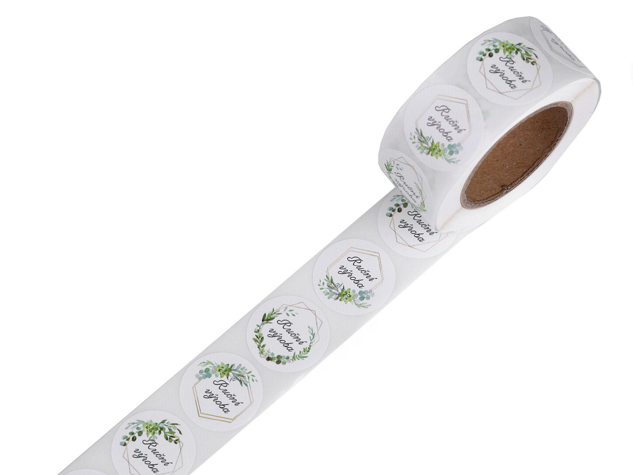 Handmade with love stickers,thank you round gift tag stickers ø25 mm - Natural brown (1 Roll)