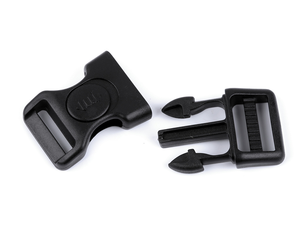 Frost-resistant tri-glide slider / side release buckle, 20 mm, 25 mm - Black (100 Sets)