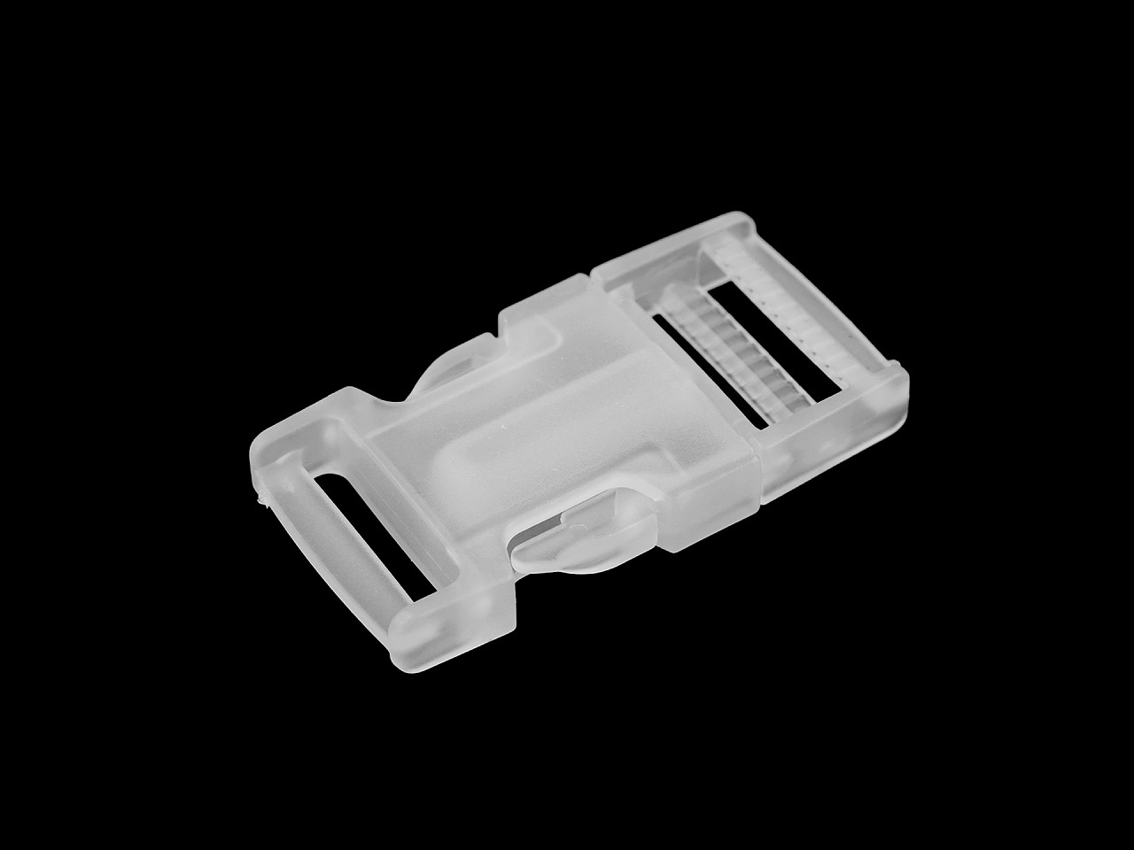 Plastic side release buckle with strap adjuster, width 25 mm, 32 mm - Transparent (5 Pairs)