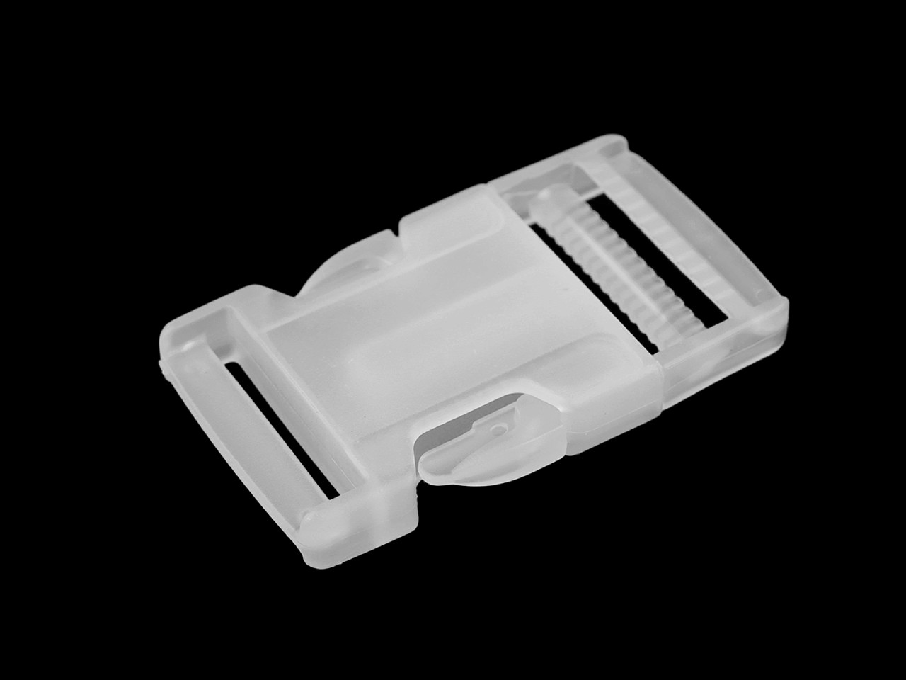 Plastic side release buckle with strap adjuster, width 25 mm, 32 mm - Transparent (5 Pairs)